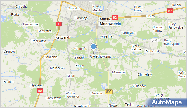 mapa Huta Mińska, Huta Mińska na mapie Targeo